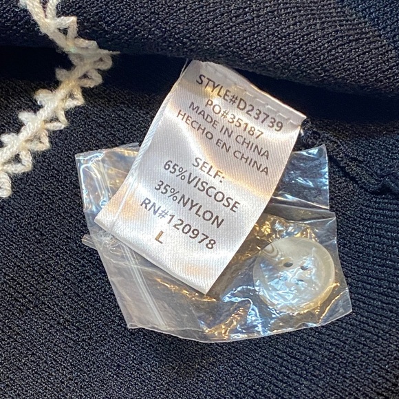 Entro Black Knit Tunic Dress with White Embroidered Trim - Picture 7 of 7